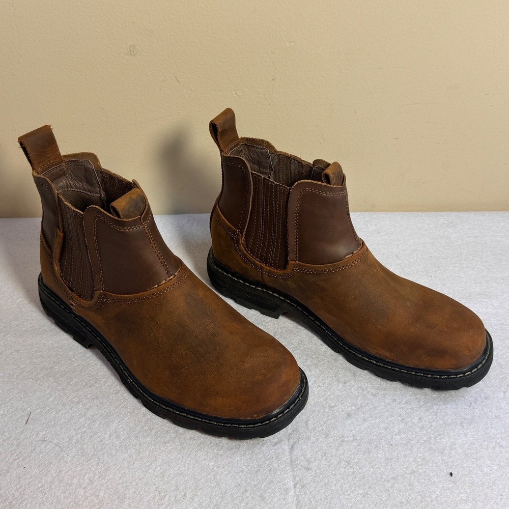Skechers Mens Brown Leather West Louis Chelsea Boots Pull On Work Boots Size 9